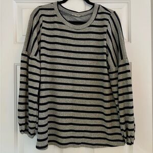 Striped Gray and Black Long Sleeve Top